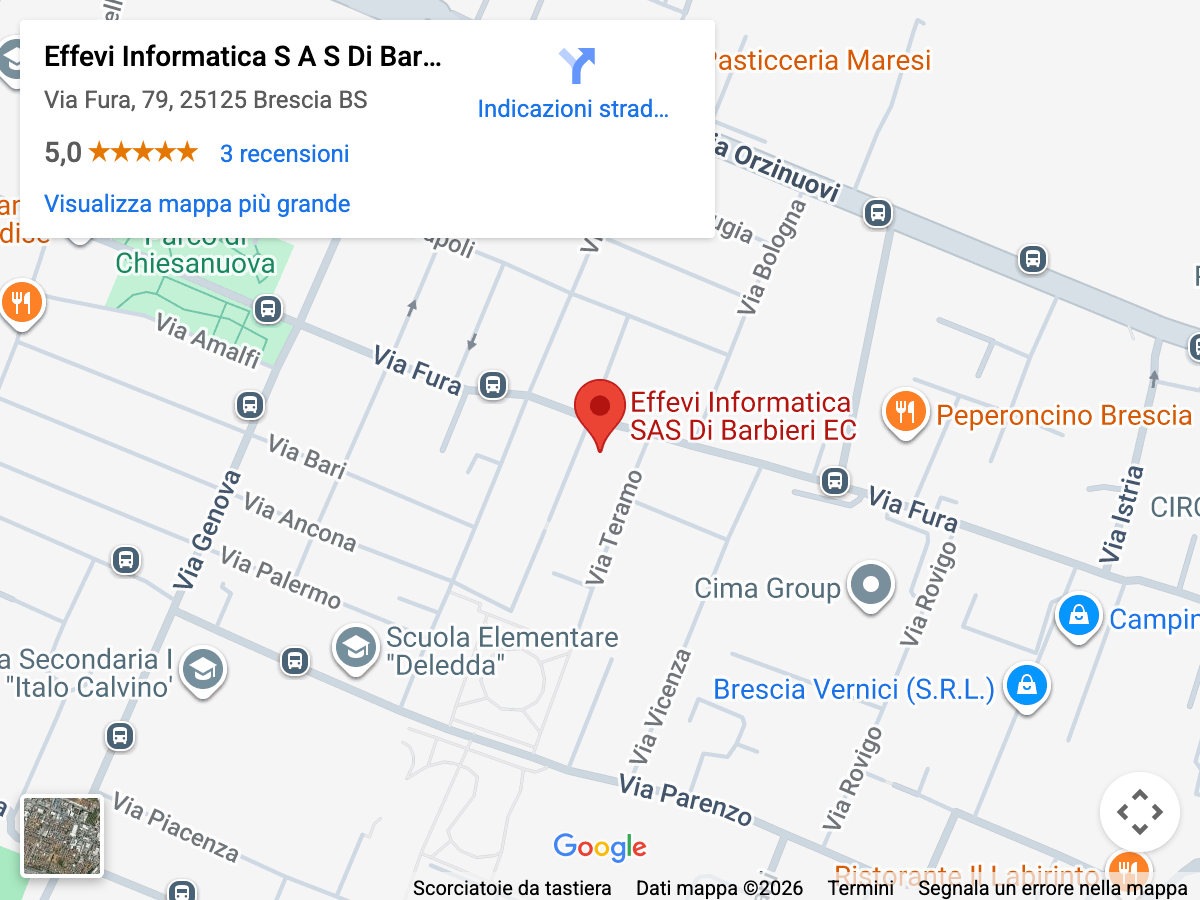 Mappa Effevi Informatica, Via Fura 79 Brescia